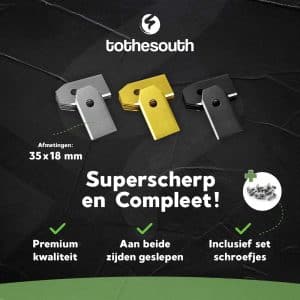 Artikelpromo universele robotmaaier mesjes testset - staal, titanium en black coated