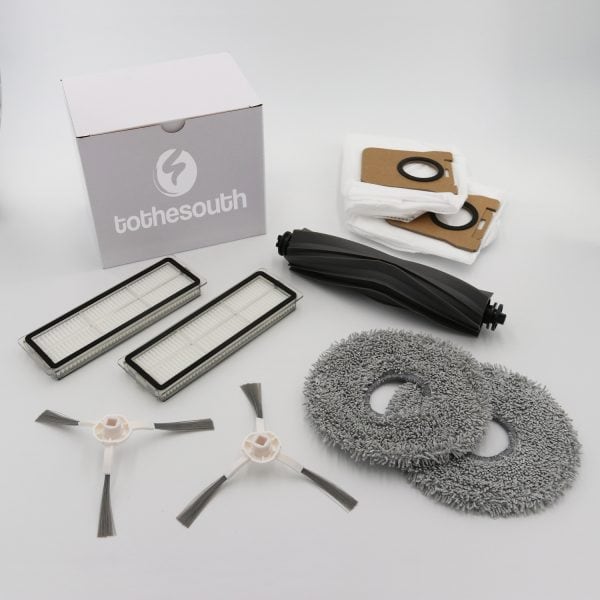To the South® Onderhoudsset geschikt voor Dreame L10 Ultra. 1 hoofdborstel, 2 zijborstels, 2 dweilen, 2 HEPA Filters en 2 stofzuigerzakken.