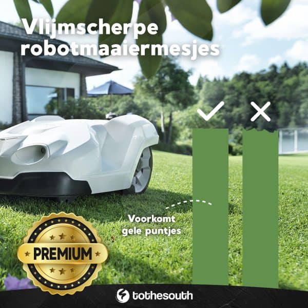 Scherpe robotmaaier mesjes - voorkomt gele puntjes