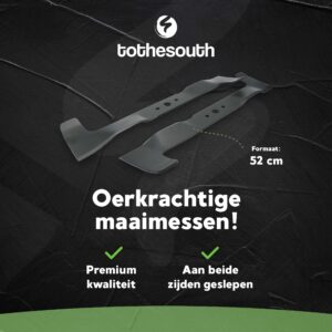 To the South® 52 cm set van 2 mulchmessen (1 links & 1 rechtsdraaiend mes) geschikt voor Castelgarden, Honda, Stiga, Sabo & Viking - artikelpromo